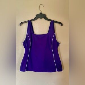 Lane Bryant LIVI Purple Tank Top with White Accents
